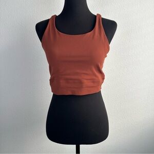 Nike Yoga Luxe Infinalon Crop Top Size Large in Brown Rust Stretch No Padding